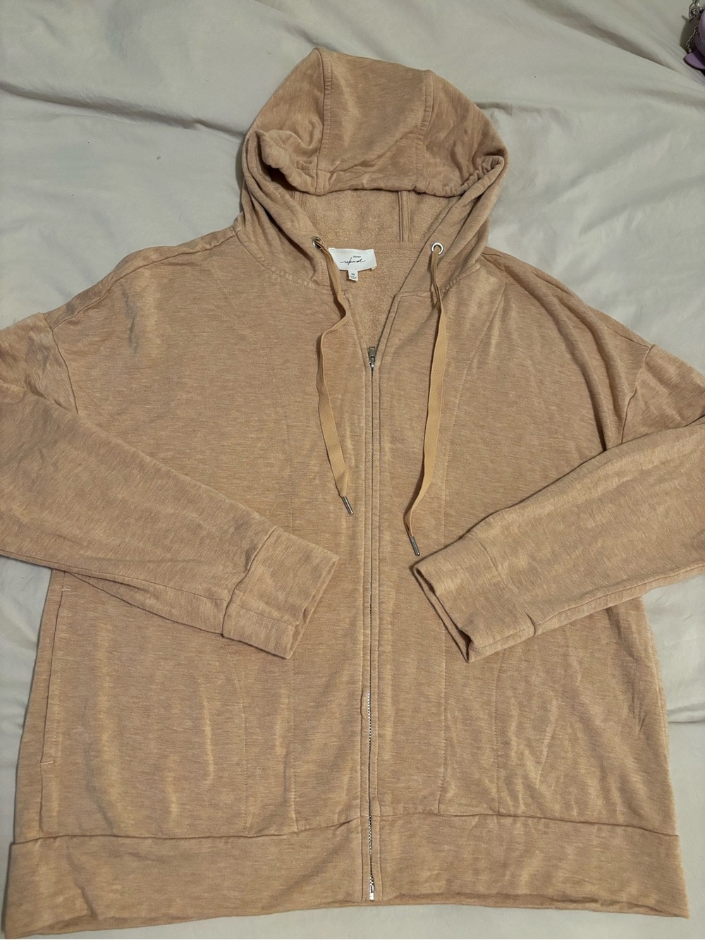 Soma Beige/Tan Zip-Up Hooded Sweatshirt